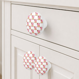 Bouton De Porte En Céramique Gâteau au roseau aquarelle avec motif chocolat