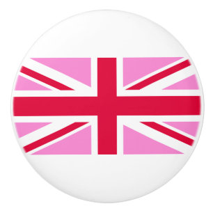 Bouton De Porte En Céramique GAY PRIDE britannique (Union Jack rose) (Drapeau b