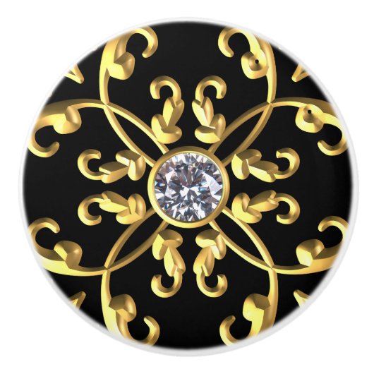 Bouton De Porte En Céramique Gemstone Diamant Or (Devant)