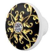 Bouton De Porte En Céramique Gemstone Diamant Or (Droite)