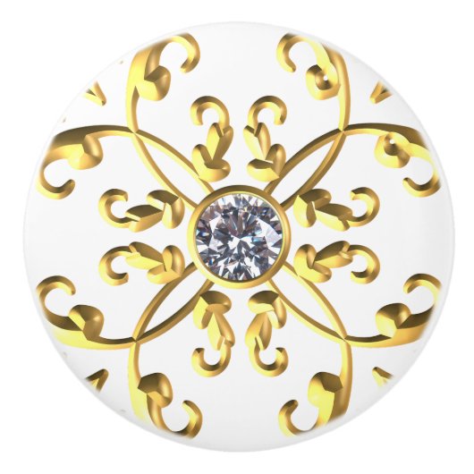 Bouton De Porte En Céramique Gemstone Diamant Or (Devant)