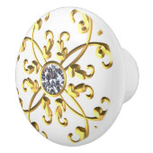 Bouton De Porte En Céramique Gemstone Diamant Or (Droite)