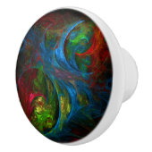 Bouton De Porte En Céramique Genèse Bleu Art Abstrait (Droite)