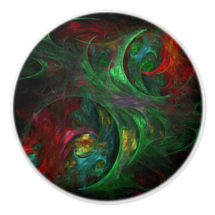 Bouton De Porte En Céramique Genesis Green Art Abstrait