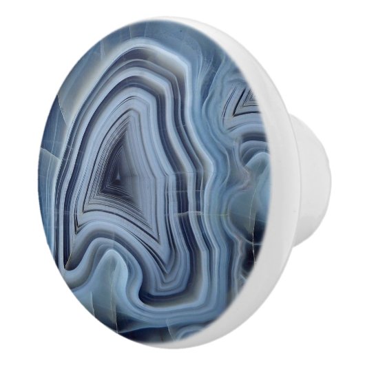 Bouton De Porte En Céramique Géode d'Agate Smoky Bleu (Droite)