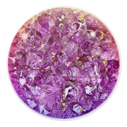 Bouton De Porte En Céramique Géode pourpre (Devant)