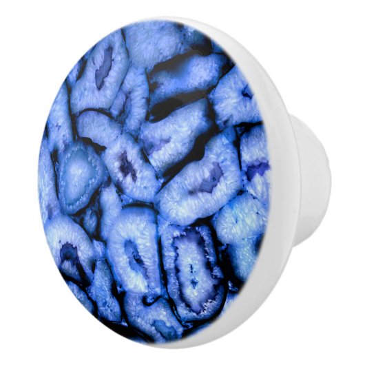 Bouton De Porte En Céramique Géodes Agate Quartz Bleu (Droite)