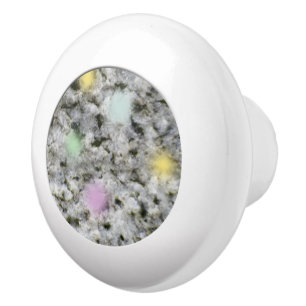 Bouton De Porte En Céramique Géologie White Granite Rock Texture Dots Pastel