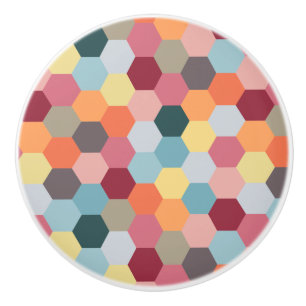 Bouton De Porte En Céramique Géométrique moderne Hexagon Motif ceramique Knob 