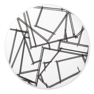 Bouton De Porte En Céramique Géométrique noir et blanc