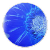 Bouton De Porte En Céramique gerbera bleu électrique (Devant)