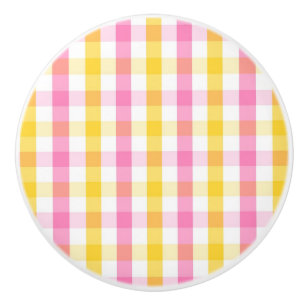 Bouton De Porte En Céramique Gingham de printemps