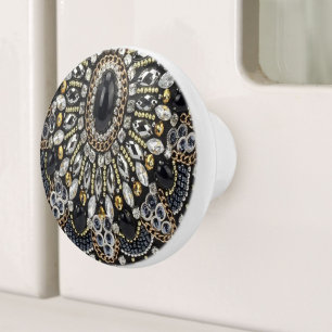Bouton De Porte En Céramique glam girly art déco or noir bohème