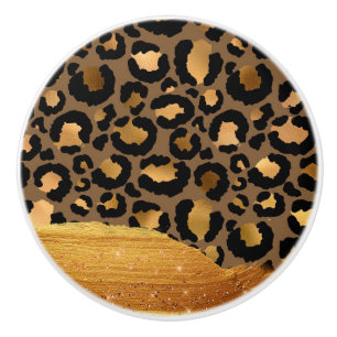 Bouton De Porte En Céramique Glamour en métal Glamor Tcheetah Peau