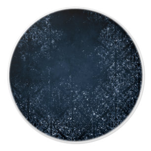 Bouton De Porte En Céramique Glimmery Navy Grunge   Sombre Sapphire bleu Damas