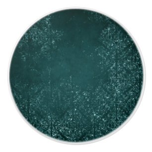 Bouton De Porte En Céramique Glimmery Turquoise Grunge Riche verre vert foncé