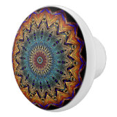 Bouton De Porte En Céramique Gold, Cuivre, Bleu Mandala Patterned Knob (Droite)