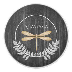 Bouton De Porte En Céramique Gold Dragonfly Rustic Personnalisé Ceramic Knob