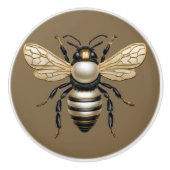 Bouton De Porte En Céramique Gold et Pearl Bee (Devant)
