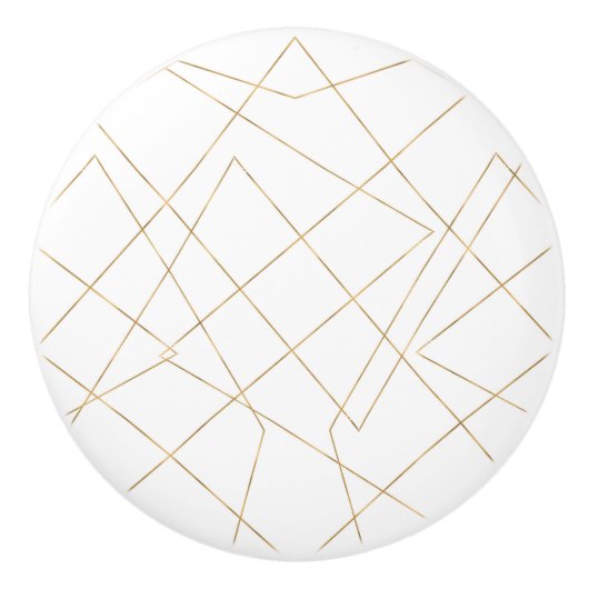 Bouton De Porte En Céramique Gold Geometric Strokes Abstract (Devant)