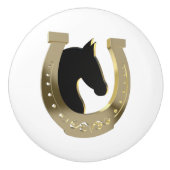 Bouton De Porte En Céramique Golden horseshoe (Devant)