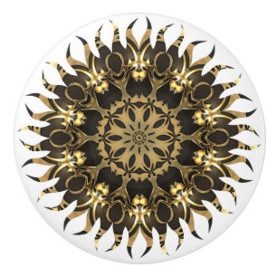 Bouton De Porte En Céramique Golden Sun Flame