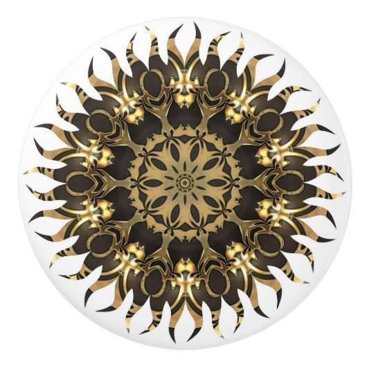 Bouton De Porte En Céramique Golden Sun Flame (Devant)