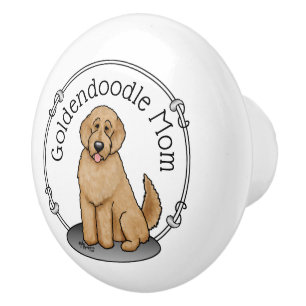 Bouton De Porte En Céramique Goldendoodle Mom Doodle Mom (rouge doré)