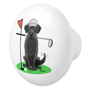 Bouton De Porte En Céramique Golf Black Labrador Retriever Dog - mignonne
