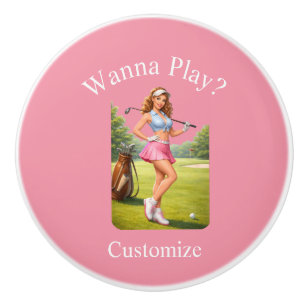 Bouton De Porte En Céramique Golfeuse féminine en forme Thunder_Cove