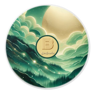 Bouton De Porte En Céramique Gradient Emerald Kelly Parties scintillant verte M