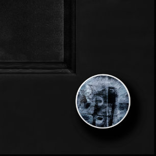 Bouton De Porte En Céramique Graffiti peint Grunge Dark Navy et Denim Blue