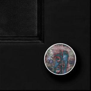 Bouton De Porte En Céramique Graffiti peint Grunge   Taupe bleu rouille