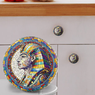 Bouton De Porte En Céramique Grande sphinx égyptienne - Art mosaïque