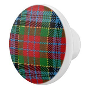 Bouton De Porte En Céramique Grandeur Écossaise Clan Kidd Tartan Carreaux