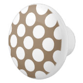 Bouton De Porte En Céramique Grands points rétro - blanc et taupe (Droite)