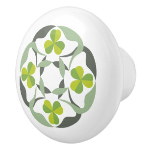 Bouton De Porte En Céramique Graphique celtique de noeud de shamrock