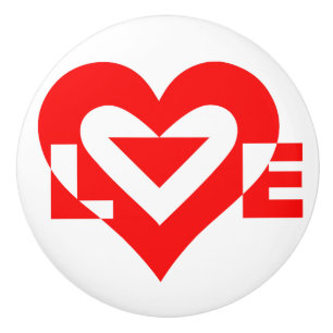 Bouton De Porte En Céramique Graphique d'amour cool, Rouge