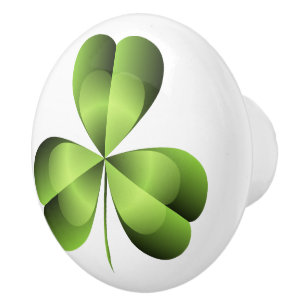 Bouton De Porte En Céramique Graphique shamrock à trois feuilles