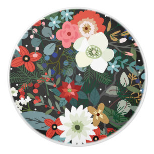 Bouton De Porte En Céramique Gras Coloré Coloré Floral foncé Chic Fleur moderne