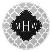 Bouton De Porte En Céramique Gray White Moroccan (Devant)