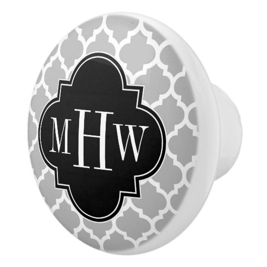 Bouton De Porte En Céramique Gray White Moroccan (Droite)