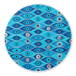 Bouton De Porte En Céramique Grèce Mati Mataki - Motif des yeux malveillants d