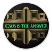 Bouton De Porte En Céramique Green Christian Quote Gold Retro Print (Devant)