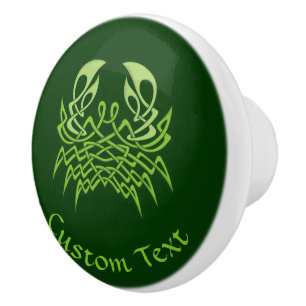 Bouton De Porte En Céramique Green crab Celtic Knot