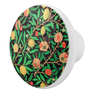 Bouton De Porte En Céramique Grenade et fleurs sur des branches