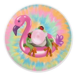 Bouton De Porte En Céramique Grenouille arboricole groovy bulles de bubble gum