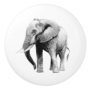 Bouton De Porte En Céramique Grey Elephant graphique réaliste