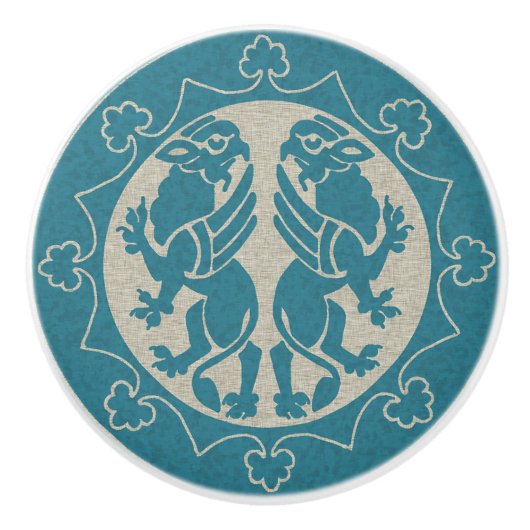 Bouton De Porte En Céramique Griffins médiévaux (Devant)