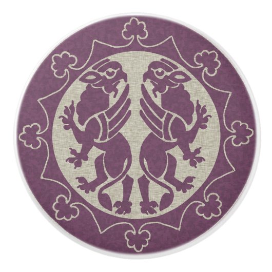 Bouton De Porte En Céramique Griffins médiévaux (Devant)